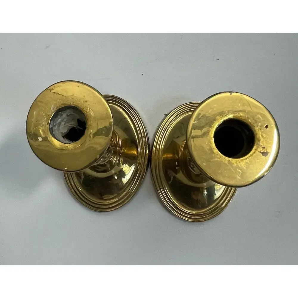 VTG Set of 2 Gallery Original Solid Brass Candlesticks 7 in